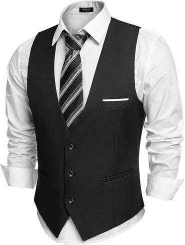 COOFANDY Men's Formal Suit Vest Slim Fit Casual Business Dress Waistcoat Vest in Kuwait