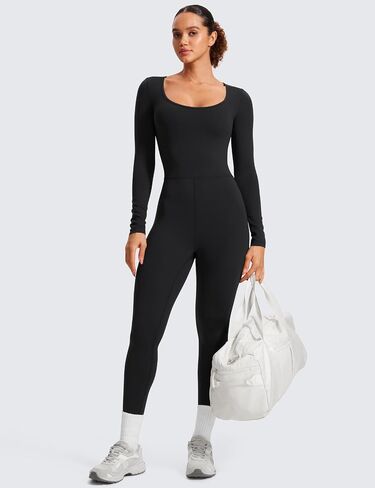 CRZ YOGA Butterluxe Long Sleeve Jumpsuits for Women Scoop Neck Casual Yoga One Piece Jumpsuits 25" Leggings in Saudi Arabia