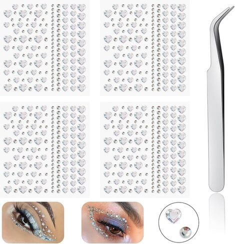 Face Gems Lip Stud Fake Nose Stud Eyebrow Stud Rhinestone Sticker 3D Non Piercing Nose Stud Stick on Silver Belly Button Sticker for Face Eye Makeup Nail Reusable Decorative Jewels for Body in Kuwait