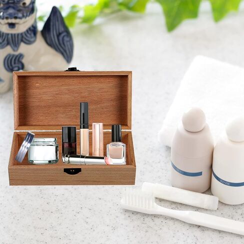 Wood Storage Box with Lid Solid Container Keepsake Decorative Table Large Rectangular Smooth Store Space to Organize Toys Cosmetics Vintage, 7.87 * 3.93 * 2.36 inch, Light Brown in Kuwait