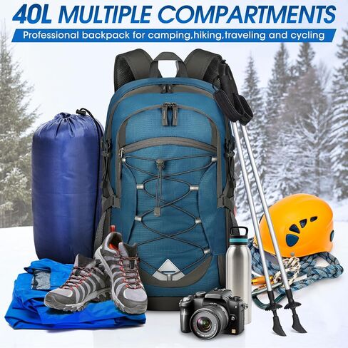 IGOLUMON Hiking Backpack 40L Packable Lightweight Camping Daypack Men Women | Multi-compartment storage Water-resistant Foldable Nylon Material Hiking Day pack for Camping Cycling Outdoor in Kuwait