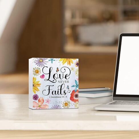 Philippians 4:26 Pray About Everything Worry About Nothing Floral Wooden Sign Desk Decor,Bible Verse Wood Block Sign Desk Decorations for Christian Home Bedroom Girls Room Office Shelf Table Decor in Kuwait