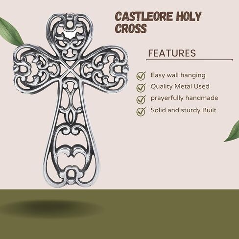 Castleore Large Size Easy Wall Hanging Home Decor Religious Christian Crosses for Wall | Best for Home, Office and As Gift | Size L 11 W 7.2 Inch | (White Antique) in Saudi Arabia