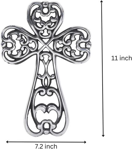 Castleore Large Size Easy Wall Hanging Home Decor Religious Christian Crosses for Wall | Best for Home, Office and As Gift | Size L 11 W 7.2 Inch | (White Antique) in Saudi Arabia