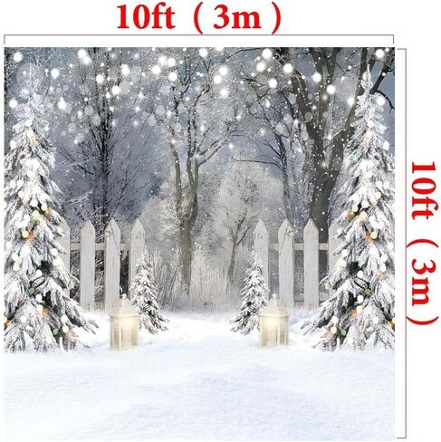 AIIKES 10X8FT Winter Photography Backdrop Glitter White Snow Forest Pine Tree Backdrop Christmas Holiday Party Decor Banner Kids Portrait Photo Studio Props 12-621 in Saudi Arabia