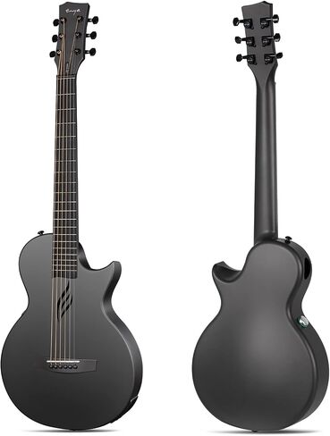 Enya NOVA Go SP1 Carbon Fiber Acoustic Electric Guitar with Smart AcousticPlus 35 Inch Travel Acustica Guitarra Starter Bundle Kit of Gig Bag, Strap, Strings, Charging Cable, Instrument Cable(Black) in Saudi Arabia