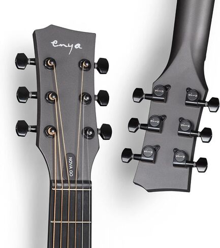 Enya NOVA Go SP1 Carbon Fiber Acoustic Electric Guitar with Smart AcousticPlus 35 Inch Travel Acustica Guitarra Starter Bundle Kit of Gig Bag, Strap, Strings, Charging Cable, Instrument Cable(Black) in Saudi Arabia