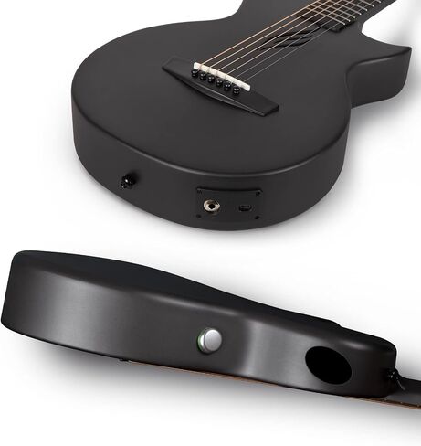 Enya NOVA Go SP1 Carbon Fiber Acoustic Electric Guitar with Smart AcousticPlus 35 Inch Travel Acustica Guitarra Starter Bundle Kit of Gig Bag, Strap, Strings, Charging Cable, Instrument Cable(Black) in Saudi Arabia