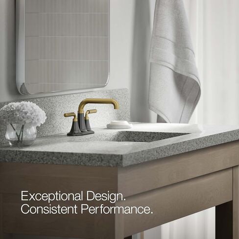Kohler 27414-4-CBL صنبور حوض الحمام، صنبور حمام مركزي مع استنزاف الفرس، 1.2 جرام في الدقيقة، كروم مصقول مع أسود غير لامع in Saudi Arabia