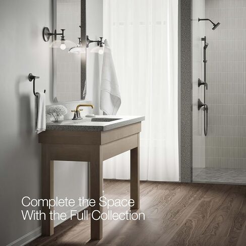 Kohler 27414-4-CBL صنبور حوض الحمام، صنبور حمام مركزي مع استنزاف الفرس، 1.2 جرام في الدقيقة، كروم مصقول مع أسود غير لامع in Saudi Arabia