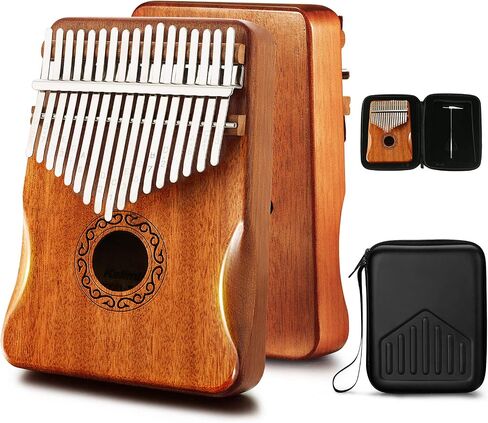Kalimba Thumb Piano 17 Keys with Mahogany Wood,Mbira,Finger Piano Builts-in Waterproof Protective Box, Easy to Learn Portable Musical Instrument,Gift for Kids Adult Beginners (Mahogany) in Saudi Arabia
