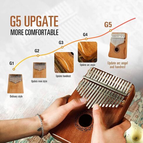 Kalimba Thumb Piano 17 Keys with Mahogany Wood,Mbira,Finger Piano Builts-in Waterproof Protective Box, Easy to Learn Portable Musical Instrument,Gift for Kids Adult Beginners (Mahogany) in Saudi Arabia