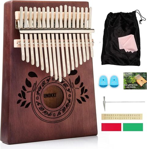 Kalimba 17 Key Thumb Piano, Portable Mahogany Mbira Finger Piano with Instruction, Carrying Bag, Tune Hammer, Holiday Gift for Kids & Adults on Christmas & Thanksgiving (Chocolate Brown) in Kuwait