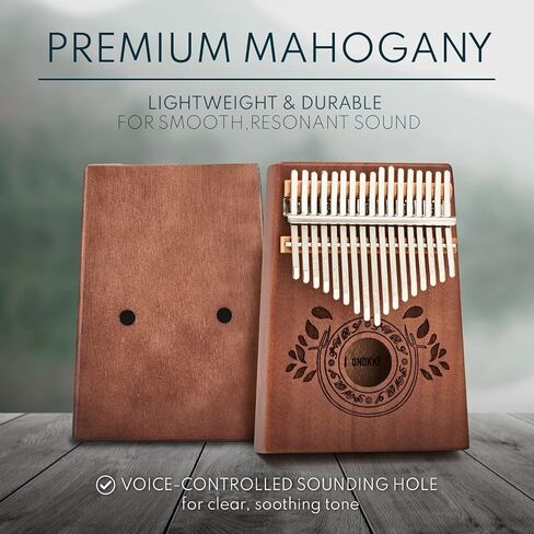 Kalimba 17 Key Thumb Piano, Portable Mahogany Mbira Finger Piano with Instruction, Carrying Bag, Tune Hammer, Holiday Gift for Kids & Adults on Christmas & Thanksgiving (Chocolate Brown) in Kuwait