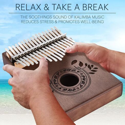 Kalimba 17 Key Thumb Piano, Portable Mahogany Mbira Finger Piano with Instruction, Carrying Bag, Tune Hammer, Holiday Gift for Kids & Adults on Christmas & Thanksgiving (Chocolate Brown) in Kuwait