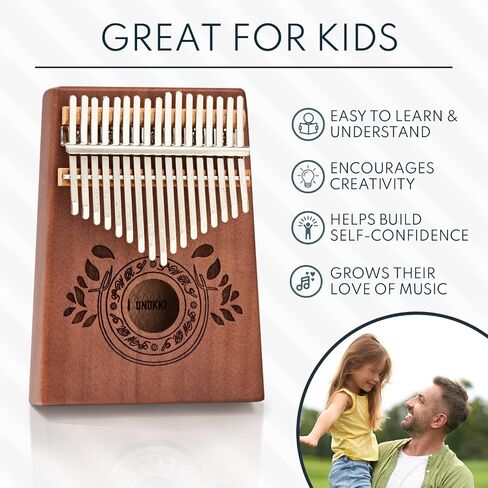 Kalimba 17 Key Thumb Piano, Portable Mahogany Mbira Finger Piano with Instruction, Carrying Bag, Tune Hammer, Holiday Gift for Kids & Adults on Christmas & Thanksgiving (Chocolate Brown) in Kuwait