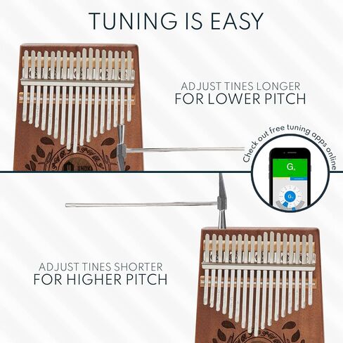 Kalimba 17 Key Thumb Piano, Portable Mahogany Mbira Finger Piano with Instruction, Carrying Bag, Tune Hammer, Holiday Gift for Kids & Adults on Christmas & Thanksgiving (Chocolate Brown) in Kuwait