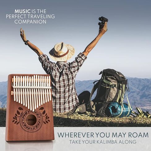 Kalimba 17 Key Thumb Piano, Portable Mahogany Mbira Finger Piano with Instruction, Carrying Bag, Tune Hammer, Holiday Gift for Kids & Adults on Christmas & Thanksgiving (Chocolate Brown) in Kuwait