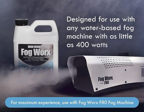 عصير الضباب عالي الكثافة من FogWorx - ربع لتر - 32 أونصة سائلة من سائل آلي ذو أساس مائي طويل الأمد وعالي الإنتاج وعديم الرائحة لآلات من 400 إلى 1500 واط in Kuwait
