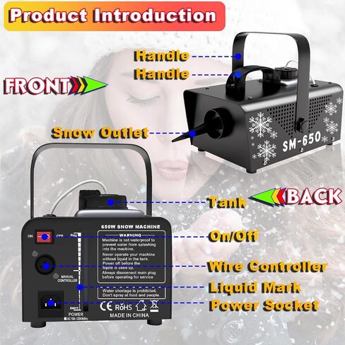 IMONE 650W Snow Machine Christmas,Snow Maker Machine,Artificial Snow Making Machine, Snowflake Maker Machine,Snow Machine Indoor with Remote,Snow Machines for Outdoors Party Parade Picture in Saudi Arabia