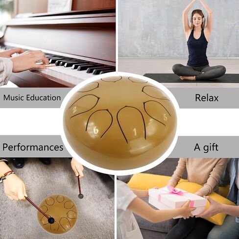 Rain Drum, Upgraded Rain Drum for Outside, Rain Drum for Garden 8 Notes 6 IN, Rain Chimes for Outside, Steel Tongue Drum, Tongue Drum (Black) in Saudi Arabia