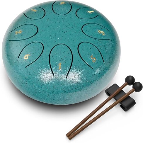 REGIS rain drum for outside，Steel Tongue Drum 8 Notes 6 Inches Chakra Tank Drum Steel Percussion Padded Travel Bag and Mallets，Musical Education Entertainment Meditation Yoga Zen Gifts(malachite) in Saudi Arabia