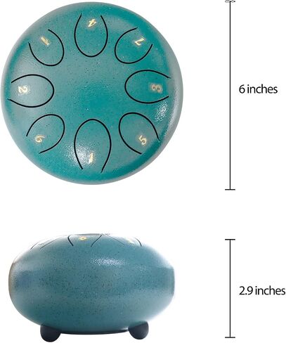 REGIS rain drum for outside，Steel Tongue Drum 8 Notes 6 Inches Chakra Tank Drum Steel Percussion Padded Travel Bag and Mallets，Musical Education Entertainment Meditation Yoga Zen Gifts(malachite) in Saudi Arabia