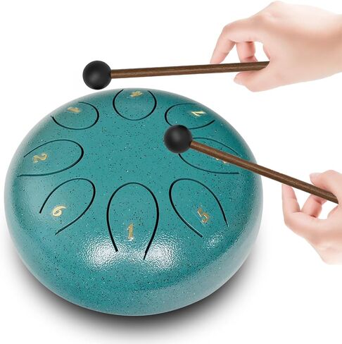 REGIS rain drum for outside，Steel Tongue Drum 8 Notes 6 Inches Chakra Tank Drum Steel Percussion Padded Travel Bag and Mallets，Musical Education Entertainment Meditation Yoga Zen Gifts(malachite) in Saudi Arabia