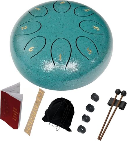 REGIS rain drum for outside，Steel Tongue Drum 8 Notes 6 Inches Chakra Tank Drum Steel Percussion Padded Travel Bag and Mallets，Musical Education Entertainment Meditation Yoga Zen Gifts(malachite) in Saudi Arabia