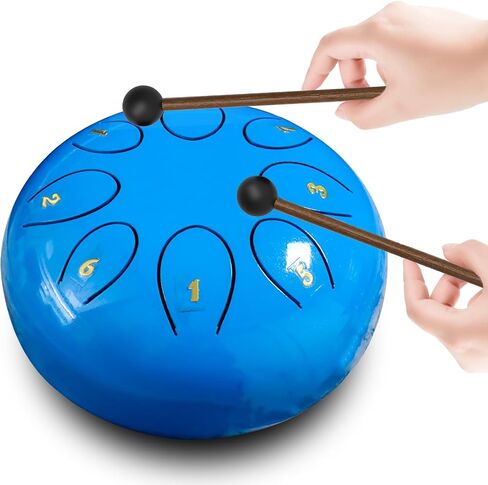 REGIS rain drum for outside，Steel Tongue Drum 8 Notes 6 Inches Chakra Tank Drum Steel Percussion Padded Travel Bag and Mallets，Musical Education Entertainment Meditation Yoga Zen Gifts(malachite) in Saudi Arabia
