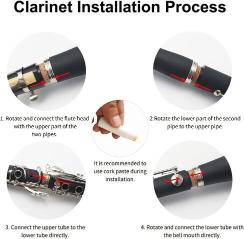 Bb Clarinet - فرقة كلارينيت للمبتدئين، مع حامل الكلارينيت، قطعة الفم، حقيبة صلبة ومجموعة التنظيف (أسود) in Saudi Arabia