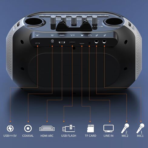 SUDOTACK Karaoke Machine for Adults Kids with 2 Wireless Microphones, Bluetooth PA Speaker System with Echo/Bass/Treble Adjustment for Home Party, Outdoor, Church, Picnic, Birthday Gifts (Space Black) in Saudi Arabia