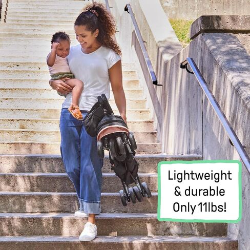 Summer by Ingenuity 3D Mini Convenience Stroller – Lightweight Stroller with Compact Fold, Multi-Position Recline, Canopy with Pop Out Sun Visor – Umbrella Stroller for Travel and More, Slate Grey in Saudi Arabia
