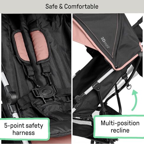 Summer by Ingenuity 3D Mini Convenience Stroller – Lightweight Stroller with Compact Fold, Multi-Position Recline, Canopy with Pop Out Sun Visor – Umbrella Stroller for Travel and More, Slate Grey in Saudi Arabia