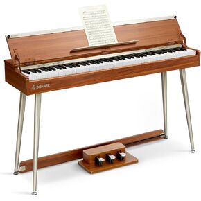 Donner DDP-80 Digital Piano 88 Key Weighted Keyboard, Full-size Electric Piano for Beginners, with Sheet Music Stand, Triple Pedal, Power Adapter, Supports USB-MIDI Connecting, Retro Wood Color