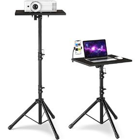 Projector Stand with Enlarged Tray (20"x16"), Laptop Tripod Stand Adjustable From 22" to 46.5" with Gooseneck Phone Holder for Office, Home, Stage, Studio, DJ Racks Musical Instruments