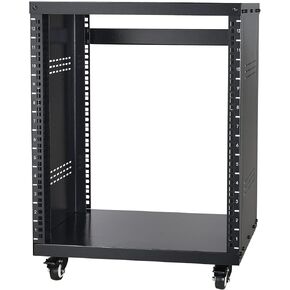 VEVOR 12U AV Rack Stand with Caster Wheels, Component Rack Cabinet Recording Studio Racks, Removable Side Panels, 500lbs Capacity Network Server Case, Special Vents for 19'' Audio Video Rack Mounting