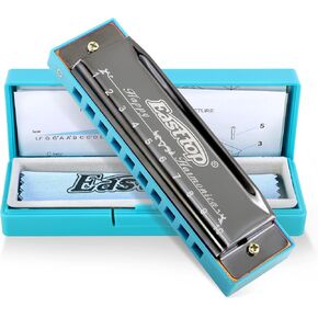 East top Harmonica, Diatonic 10 Holes C Key, Blues, for Beginner, Kids, Children, Students, Gift, with Case, Clean Cloth and Manual in Kuwait