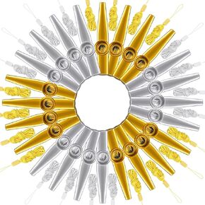 Newwiee 48 Pcs Metal Kazoos with Lanyards Musical Instruments Kazoo Pack Kazoo Flute Bulk Good Companion for Guitar Violin Piano Keyboard Ukulele, Kids Adults Music Gift Prize