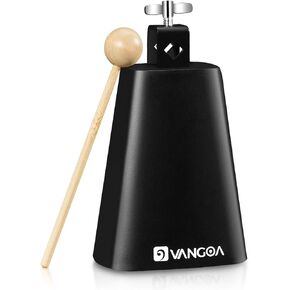 Vangoa 4 Inch Steel Cowbell with Stick, Noise Makers Hand Bell Cheering Bell for Sports Events Solid School Bells Percussion Cowbells for Drum Set, Gold in Kuwait
