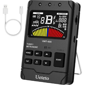 Ueteto Metronome, Digital Voice Metronome with Timer, Rechargeable Electronic Metronome with 8 Options of Tones, Robot Design with Volume Adjustment for Piano, Guitar, Drum