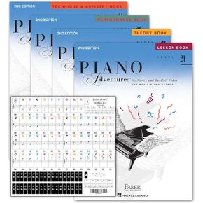 Piano Adventures Level 2A Learning Library Set By Nancy Faber - Lesson, Theory, Performance, Technique & Artistry Books & Juliet Music Piano Keys 88/61/54/49 Full Set Removable Sticker