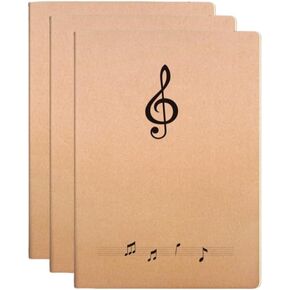 Maylovely Blank Sheet Music Composition Notebooks, 72 Pages per Noteook, 10.1 x 7.2 inches, Kraft Paper Cover, Ink Resistant (3 Packs)