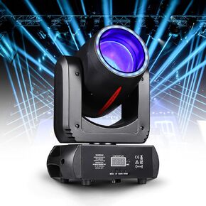 150W LED DJ Light Moving Head Stage Light Beam Halo 8 Gobos 8 Colors 3D Rotating 18-Facet Prism, DMX 512 Sound Activated for Wedding Party Church Live Events Club Disco