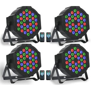 36LED Par Stage Light Party 4 Pack, 36W RGB with Remote Control Sound Activated DJ Uplighting for Stage,Wedding Birthday, KTV, Party, Thanksgiving, Christmas