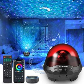 Kapebow Galaxy Star Projector Light with White Noise Bluetooth Speaker for Bedroom Living Room Ceiling Decor, Remote Control, Work with Alexa&Smart App, 10 Colors LED Night Lights for Kids/Adult Gift