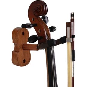 Violin Wall Mount Violin Hanger with Bow Hook Home & Studio Rosewood Violin/Viola Stand (Rosewood MA-R5)