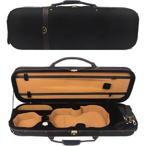 AKLOT Sturdy Violin Travel Case 4/4 (Full Size) with velvet lining, humidity meter, backpack strap, dust cloth