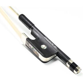 3/4 Size Carbon Fiber Upright Double Bass Bow VINGOBOW French Model 100BFB 68.5 cm for Professional Player Ebony Frog Unbleached Mongolian Black Horse Hair Pernambuco Performance Powerful Tone