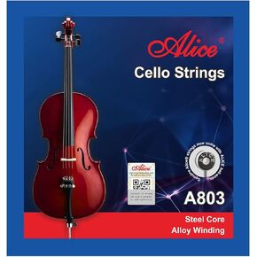 Alice Cello Strings 4/4 Full Set - Well Balanced & Deep-forceful Timbre, Steel Core with Alloy Winding, Full Set of Cello Strings for 4/4 & 3/4 Size Cello (Full Set A D G and C)